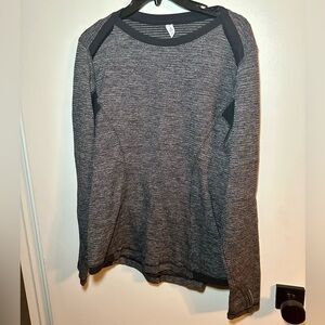 Lululemon black and gray long sleeve top with ruffle detail Size 12